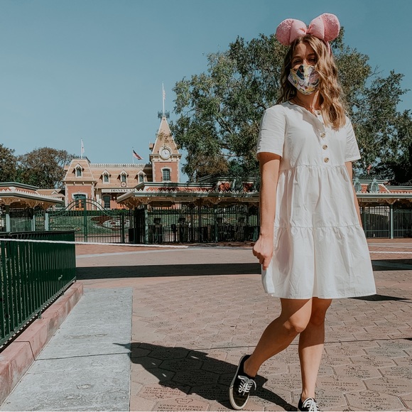 Madewell Button Front Babydoll Tiered Mini Dress - White - Picture 4 of 11